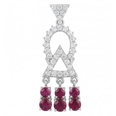 Precious - Art Deco 8.2 carat Ruby rhodium over .925 Sterling Silver handmade earrings