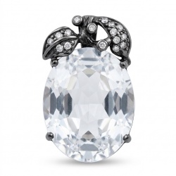 White Apple 22.2 carat White Topaz .925 Sterling Silver dipped in black Rhodium handmade Pendant