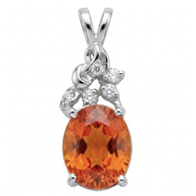 Vibrant 8.4 carat Spessartine Garnet rhodium over .925 Sterling Silver handcrafted pendant
