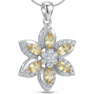 Vivien Luxurious Style - Natural 8.2 carat Citrine .925 Sterling Silver dipped in Rhodium handmade pendant