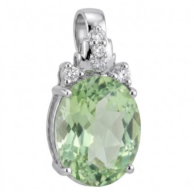 Green Ivy 15.9 carat Green Amethyst - Prasolite .925 Sterling Silver dipped in rhodium handcrafted pendant