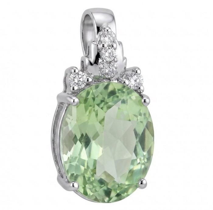 Green Ivy 15.9 carat Green Amethyst - Prasolite .925 Sterling Silver dipped in rhodium handcrafted pendant