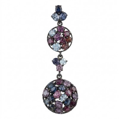 Serenity 22.5 carat Brazilian Watermalon Tourmaline black rhodium over .925 Sterling Silver handmade Pendant