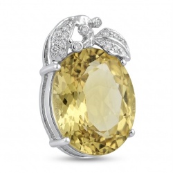 Golden Apple 24.5 carat Brazilian Citrine .925 Sterling Silver dipped in black Rhodium handmade Pendant