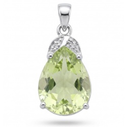 Pear cut 11.3 carat Lemon Quartz rhodium over .925 Sterling Silver handcrafted pendant
