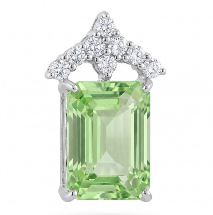 Green Ivy 12.9 carat Lemon Quartz .925 Sterling Silver dipped in rhodium handcrafted pendant