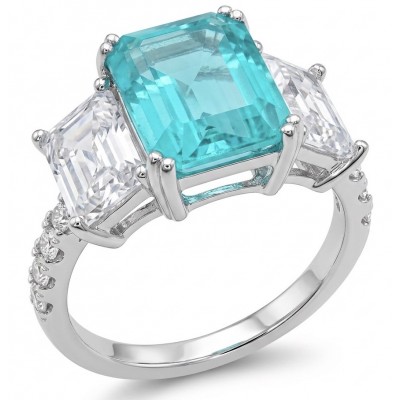 Wonderland 4.7 carat Paraiba Tourmaline .925 Sterling Silver Handcrafted Ring size 7