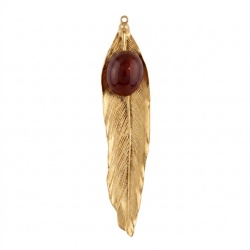 Stylish REAL Leaf dipped in gold Boulder Opal .925 Sterling Silver Pendant