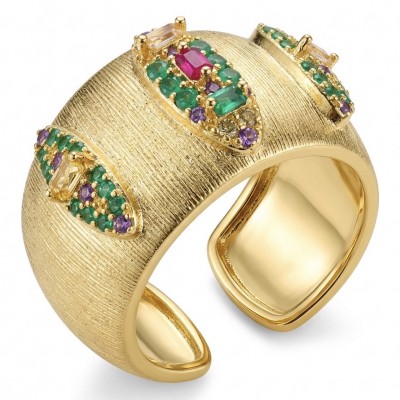 Byzantine design Authentic 4.2 carat 18K Gold over .925 Sterling Silver handcrafted Large Ring s. 8