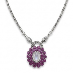 Isabella - Rare finding- 17.9 carat Rose Quartz Ruby .925 Sterling Silver handcrafted Statement Necklace