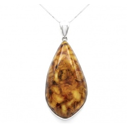 Rare!- vintage Style - natural Baltic Amber .925 Sterling Silver handcrafted HUGE necklace