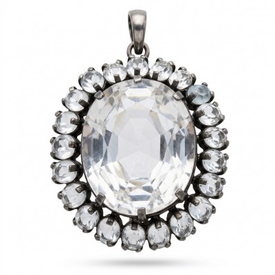 MYSERY genuine 30.7 CARAT oval cut Champagne Topaz black rhodium over .925 Sterling Silver handmade Pendant
