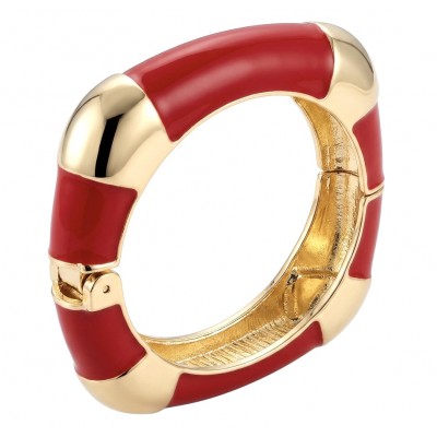 Lovely Red Enamel Vintage style Luxurious Golden Hinge Bangle Bracelet