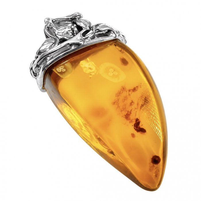 Massive Prehistoric Authentic Golden Baltic Amber rhodium over .925 Sterling Silver beautifully handcrafted Pendant - video