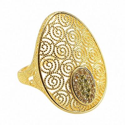 Dubai Style .925 Sterling Silver dipped in 22K Gold handmade Large ring size 8