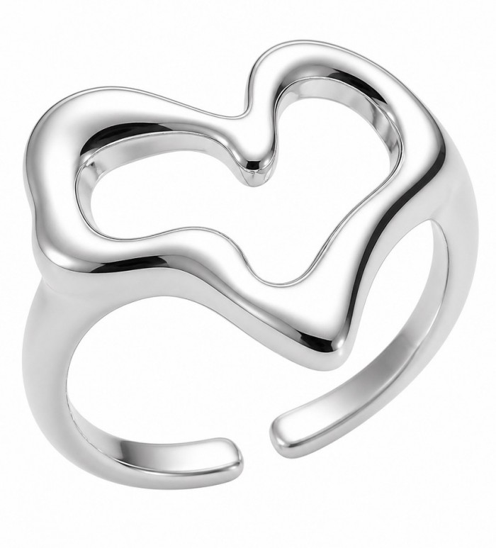 Heart - .925 Sterling Silver Handcrafted Statement Ring size 7
