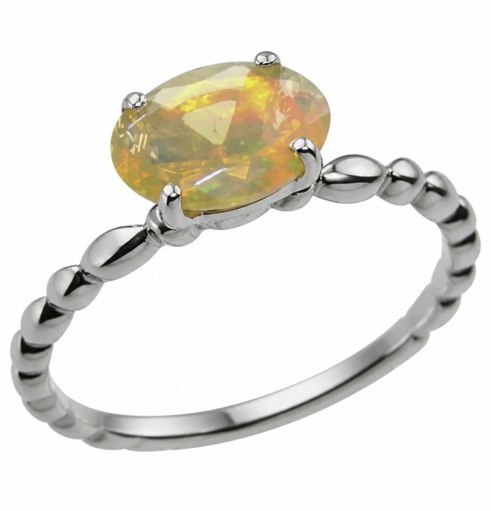 A Milky Way Genuine 2.8 carat Fire Opal .925 Sterling Silver handmade Ring size 8