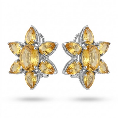 Giovanna - Authentic 18.9 carat Brazilian Citrine .925 Sterling Silver dipped in rhodium handcrafted earrings