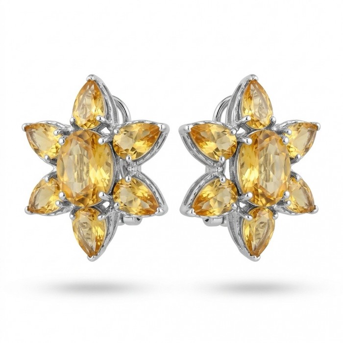 Giovanna - Authentic 18.9 carat Brazilian Citrine .925 Sterling Silver dipped in rhodium handcrafted earrings