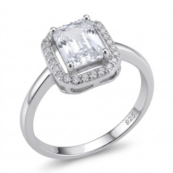 Esmeralda - Precious 4.5 carta White Topaz rhodium over .925 Sterling Silver Statement ring size 9