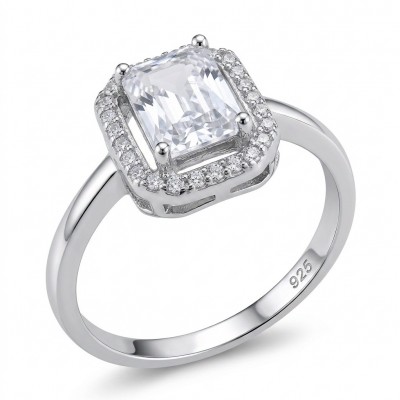 Esmeralda - Precious 4.5 carta White Topaz rhodium over .925 Sterling Silver Statement ring size 9