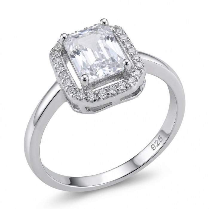 Esmeralda - Precious 4.5 carta White Topaz rhodium over .925 Sterling Silver Statement ring size 9