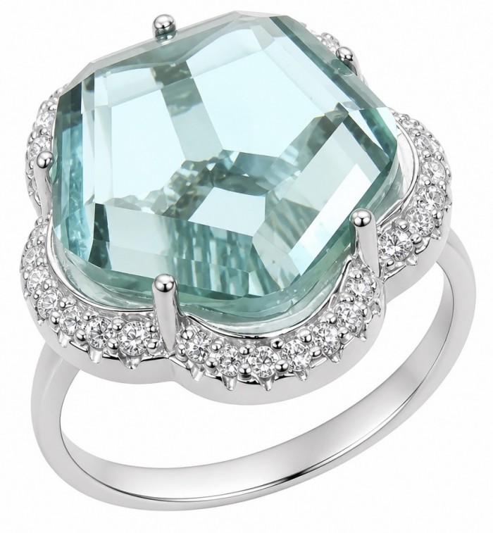 Rare Flower 9.8 carat GREEN GRANDIDIERITE .925 Sterling Silver ring; s. 6 1/4