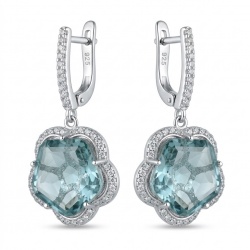 Rare Flower 9.8 carat GREEN GRANDIDIERITE .925 Sterling Silver Handcrafted Earrings