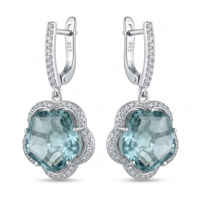 Rare Flower 9.8 carat GREEN GRANDIDIERITE .925 Sterling Silver Handcrafted Earrings