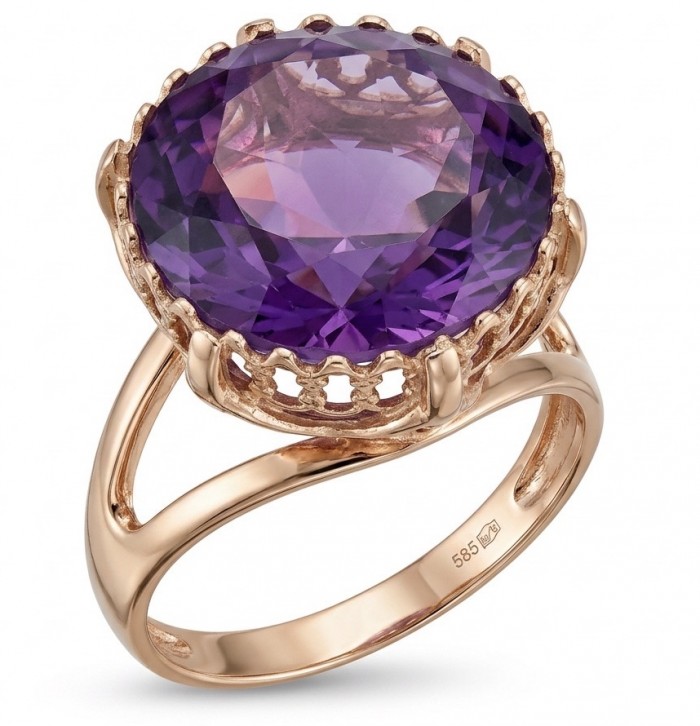 Peace 10.5 carat natural Amethyst 18K Gold over .925 Sterling Silver Handcrafted Ring size 9 1/4