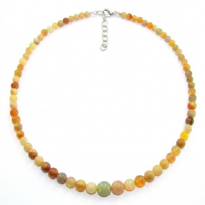 Real Masterpiece Natural Ethiopian Opal .925 Sterling Silver Necklace