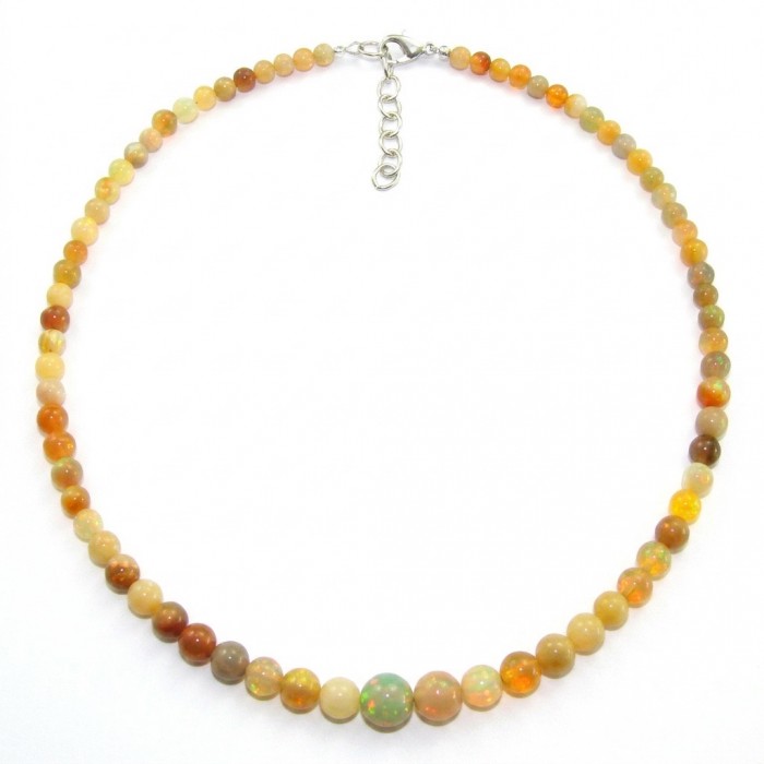 Real Masterpiece Natural Ethiopian Opal .925 Sterling Silver Necklace