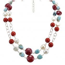 Sublime 32 inches long Red Fossilized Coral handmade Necklace