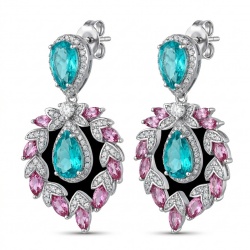 Bellissima Incredible 12.5 carat Paraiba Tourmaline .925 Sterling Silver entirely handmade earrings