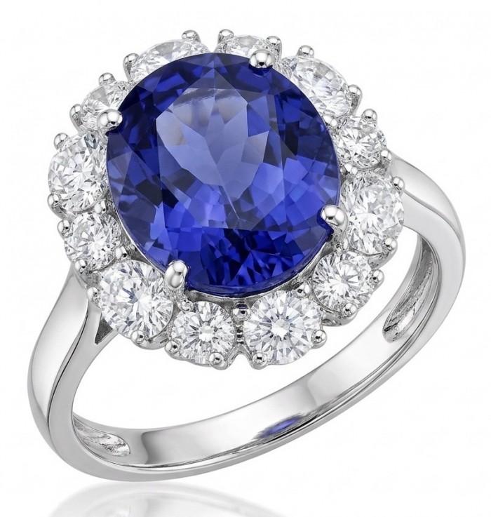 Royalty Design oval cut 24.9 CARAT Tanzanite .925 Sterling Silver Statement Ring s. 9 1/4