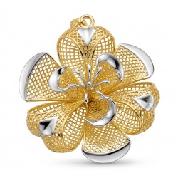 Dubai Style - Golden Rose .925 Sterling Silver dipped in 22K Gold handmade Pendant