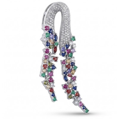 Heirloom Genuine 10.5 carat Multigem .925 Sterling Silver dipped in rhodium handmade Pendant