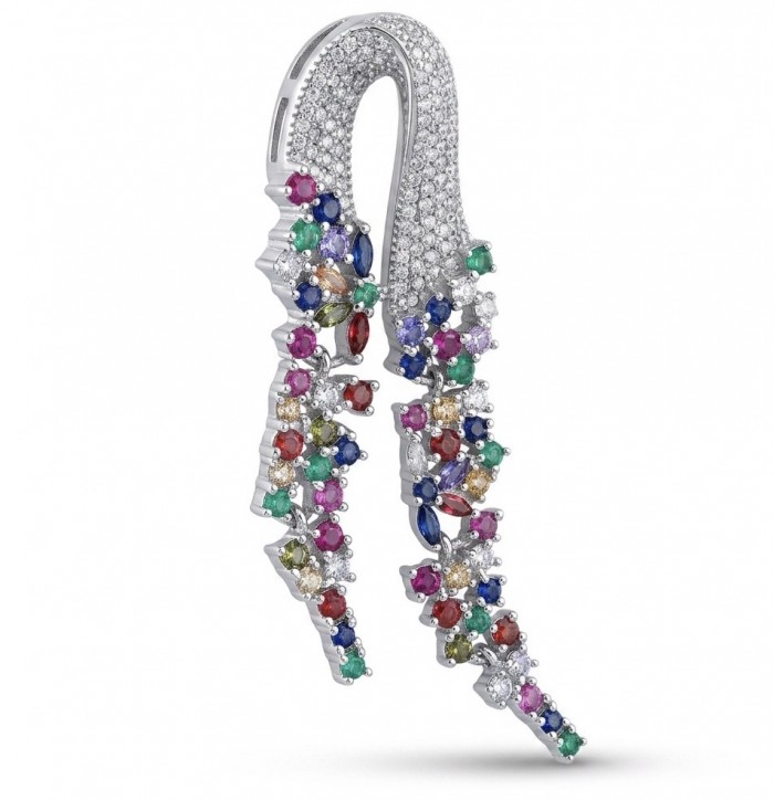 Heirloom Genuine 10.5 carat Multigem .925 Sterling Silver dipped in rhodium handmade Pendant