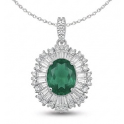The Green Queen Natural 18.5 carat Emerald Moissanite .925 Sterling Silver handcrafted Necklace