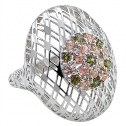 Casablanca Italy made 1.8 carat Tourmaline .925 Sterling Silver brilliantly handcrafted ring s. 7