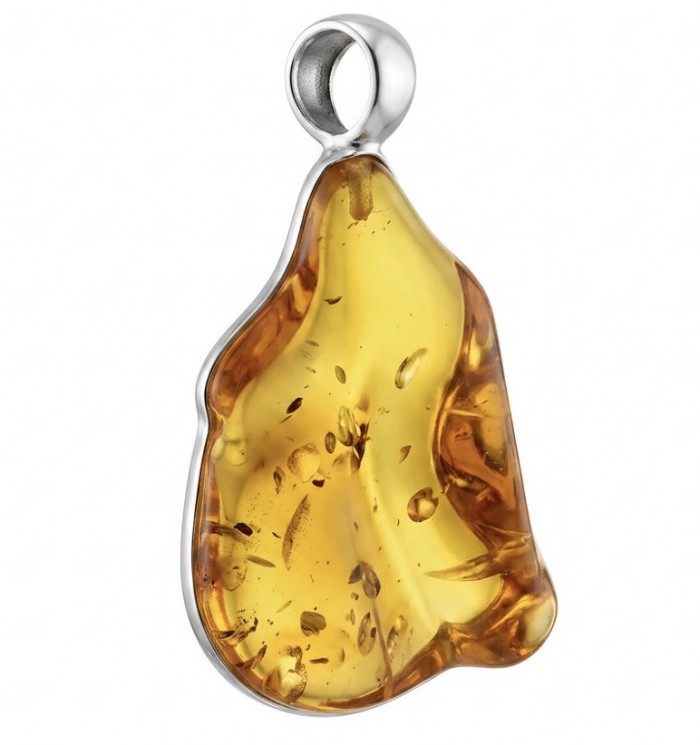 Prehistoric Authentic Golden Baltic Amber .925 Sterling Silver beautifully handcrafted Pendant