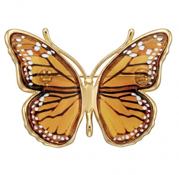 Golden Butterfly Authentic carved Baltic Amber 18K Gold over .925 Sterling Silver handcrafted pendant