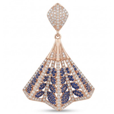 Luxurious 5.2 carat Sapphire .925 Sterling Silver dipped in 18K Rose Gold handmade Pendant