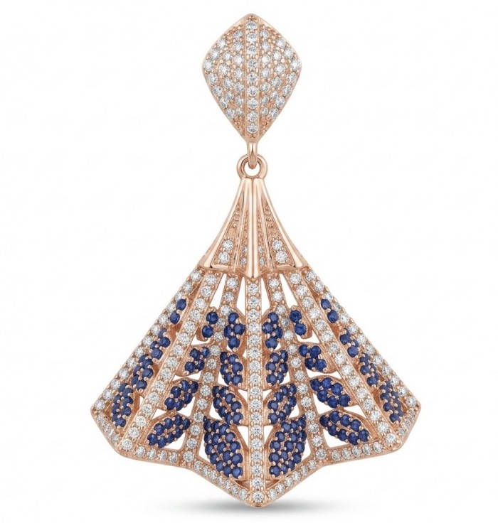 Luxurious 5.2 carat Sapphire .925 Sterling Silver dipped in 18K Rose Gold handmade Pendant