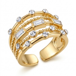 Luxurious 3.8 carat White Topaz Gold over .925 Sterling Silver handcrafted Statement Ring size 7
