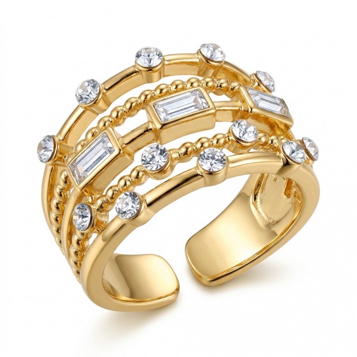 Luxurious 3.8 carat White Topaz Gold over .925 Sterling Silver handcrafted Statement Ring size 7