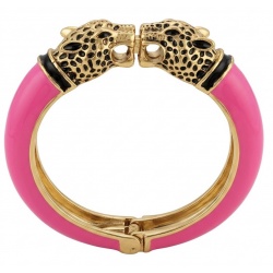 Neon Pink - Enamel Leopard Head Vintage style Luxurious Bangle Bracelet