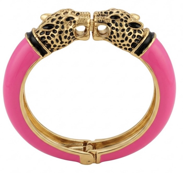 Neon Pink - Enamel Leopard Head Vintage style Luxurious Bangle Bracelet