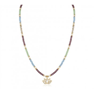 Precious Lotus Tourmaline Golden Statement Necklace