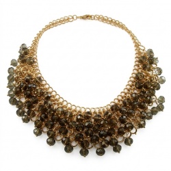 Bohemian Style Genuine Smoky Quartz golden handmade necklace
